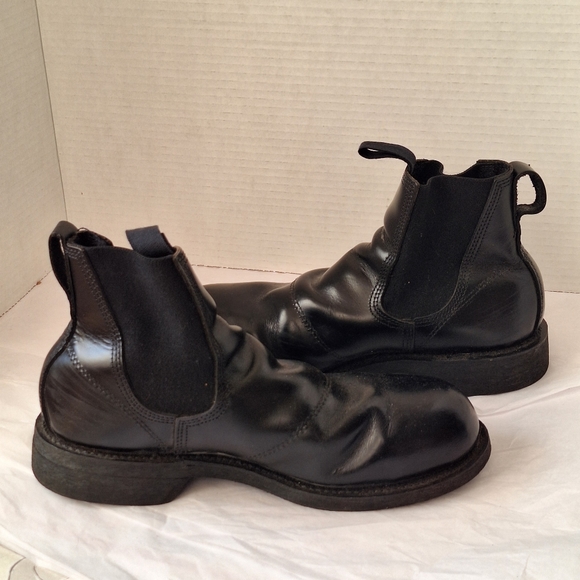 ADDISON SHOE CO  BLK LEATHER STEEL TOE MOLDER SLIP ON WORK BOOTS - 7… - Picture 4 of 9